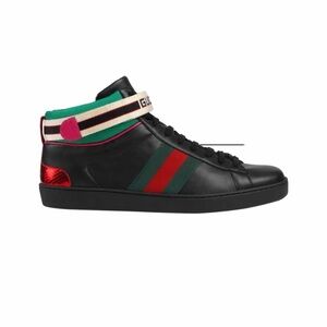 Gucci Black Sneakers with Red and Green Stripes